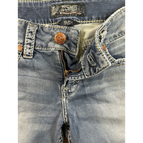 Silver Jeans Suki Capri Pockets Distressed Light Blue Size W26 L24 Womens - Picture 8 of 12